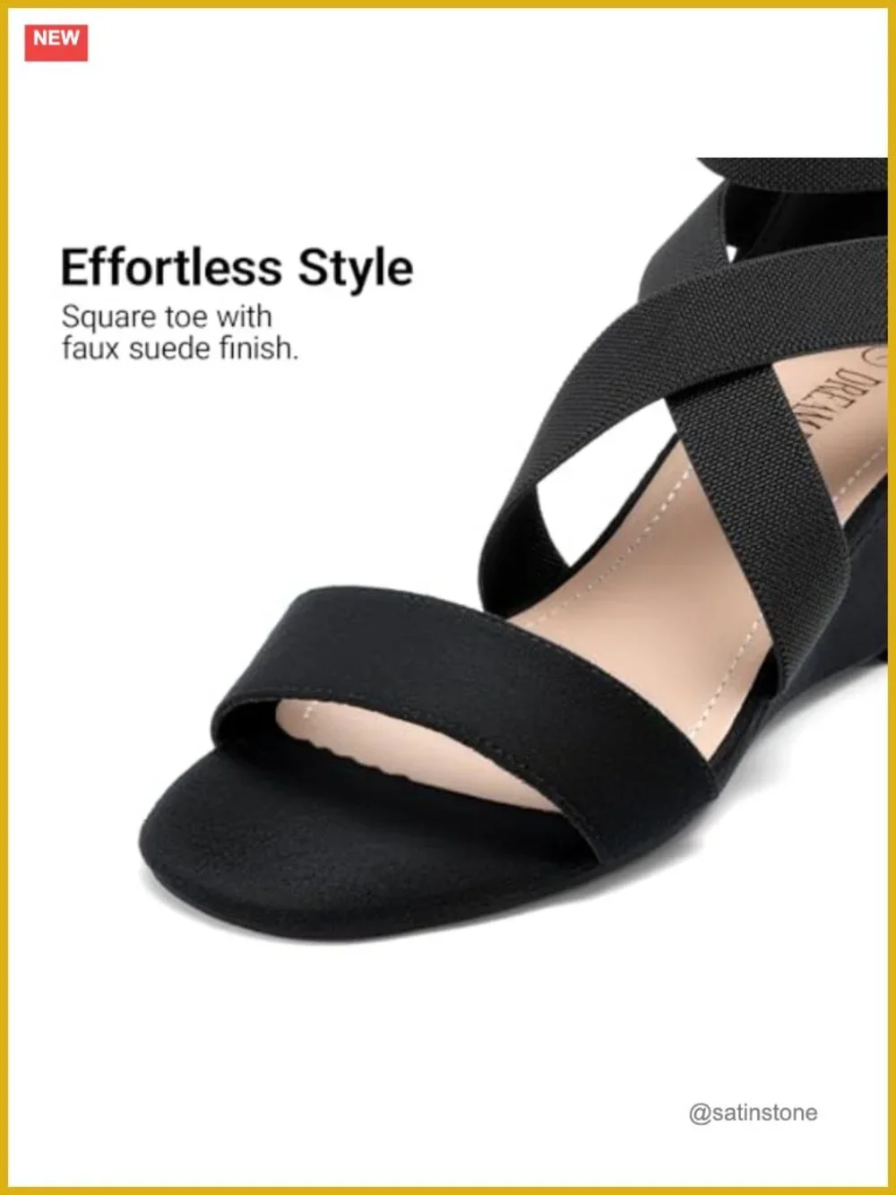 Women's Ankle Strap Low Wedge Sandals Faux Suede Cushioned 2.5 Inch Heel